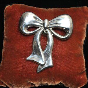 Vintage Sterling Silver 925 Ribbon Bow Brooch with Pendant Converter